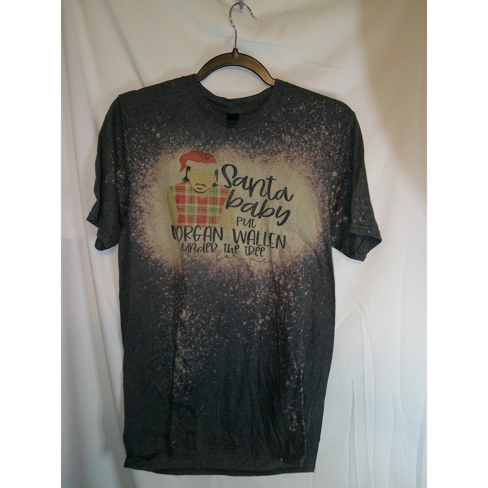 Santa Baby Morgan Wallen Bleach Graphic T-Shirt‎ - Women's Medium